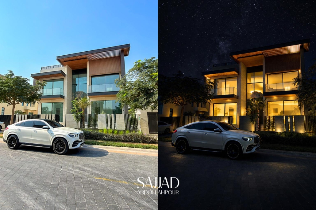 ویلای پی 148 در نمای روز و شب