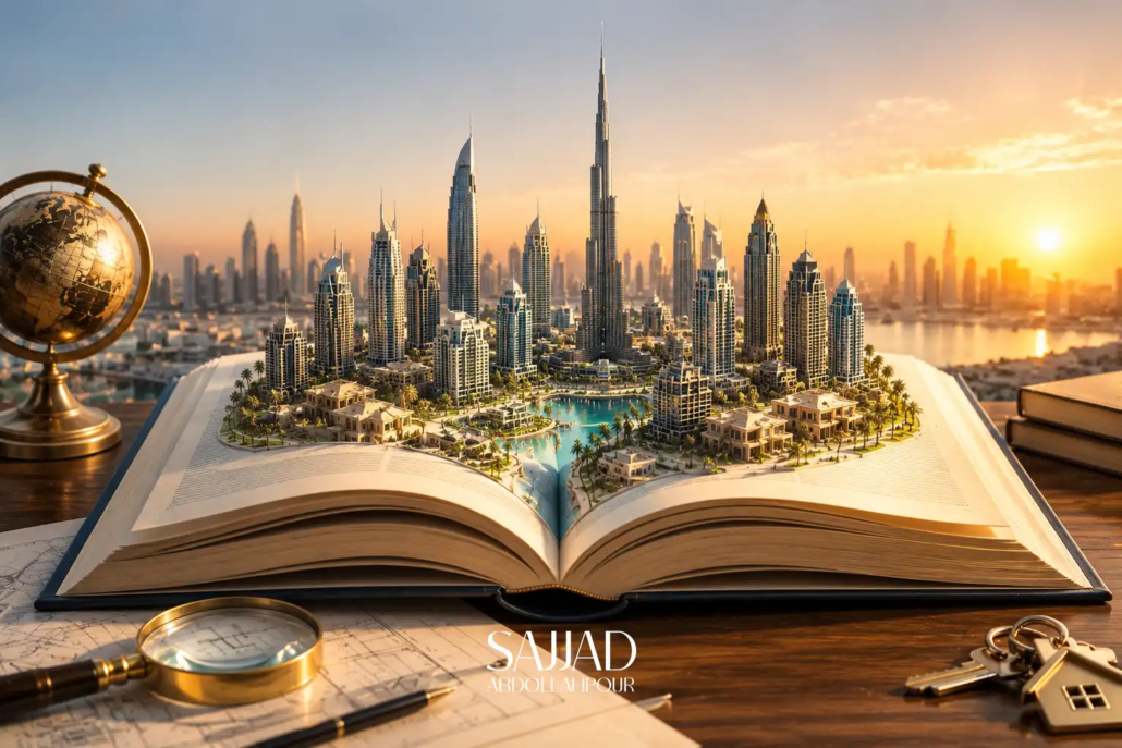 لغتنامه جامع اصطلاحات بازار املاک دبی با نمایش مفهومی دانش خرید، فروش و سرمایهگذاری ملک در دبی