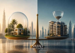 تصویر مفهومی مقایسه مالکیت Freehold و Leasehold در بازار املاک دبی